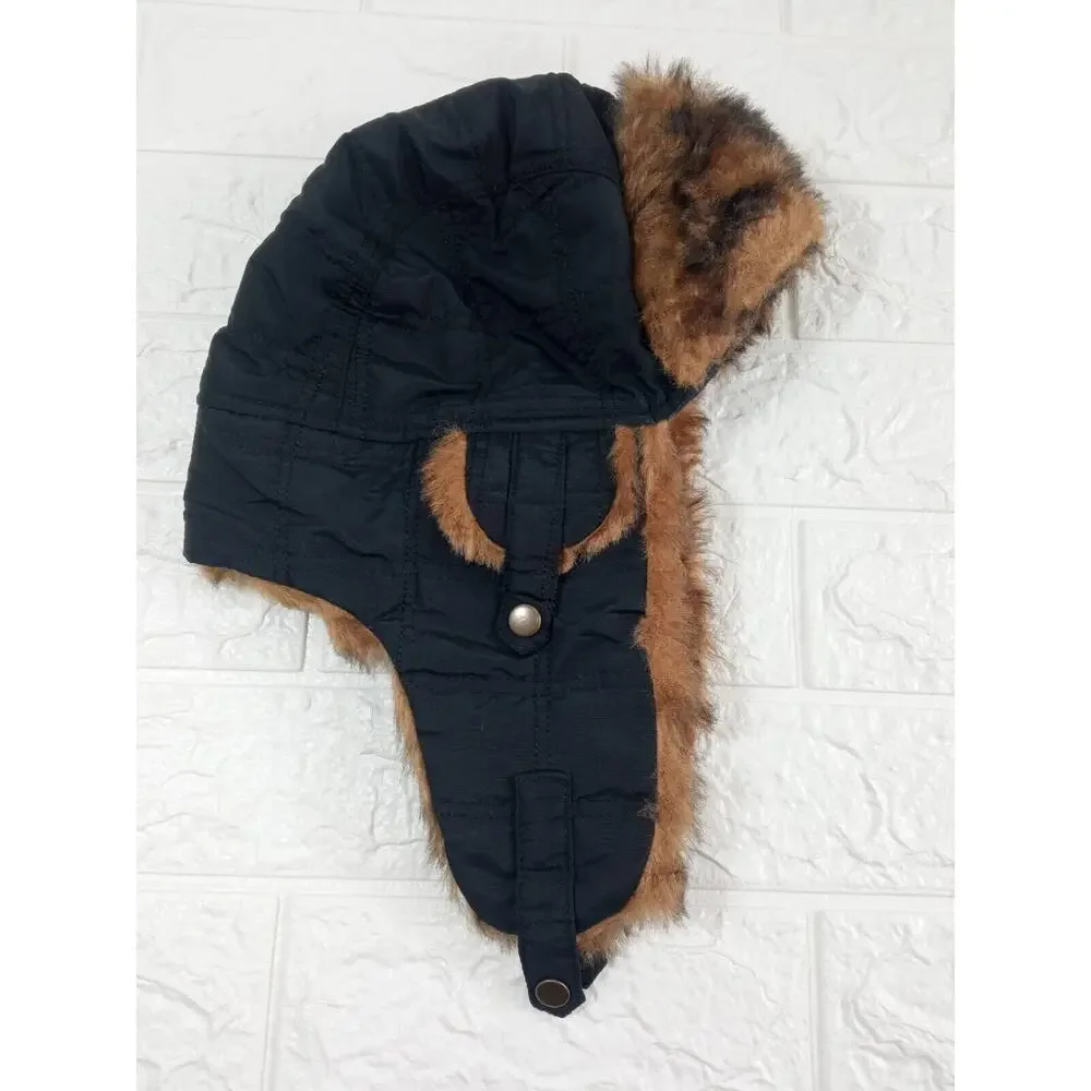 Mossimo Supply Co Trapper Hat Blue Faux Fur Trim Youth Size 12-16